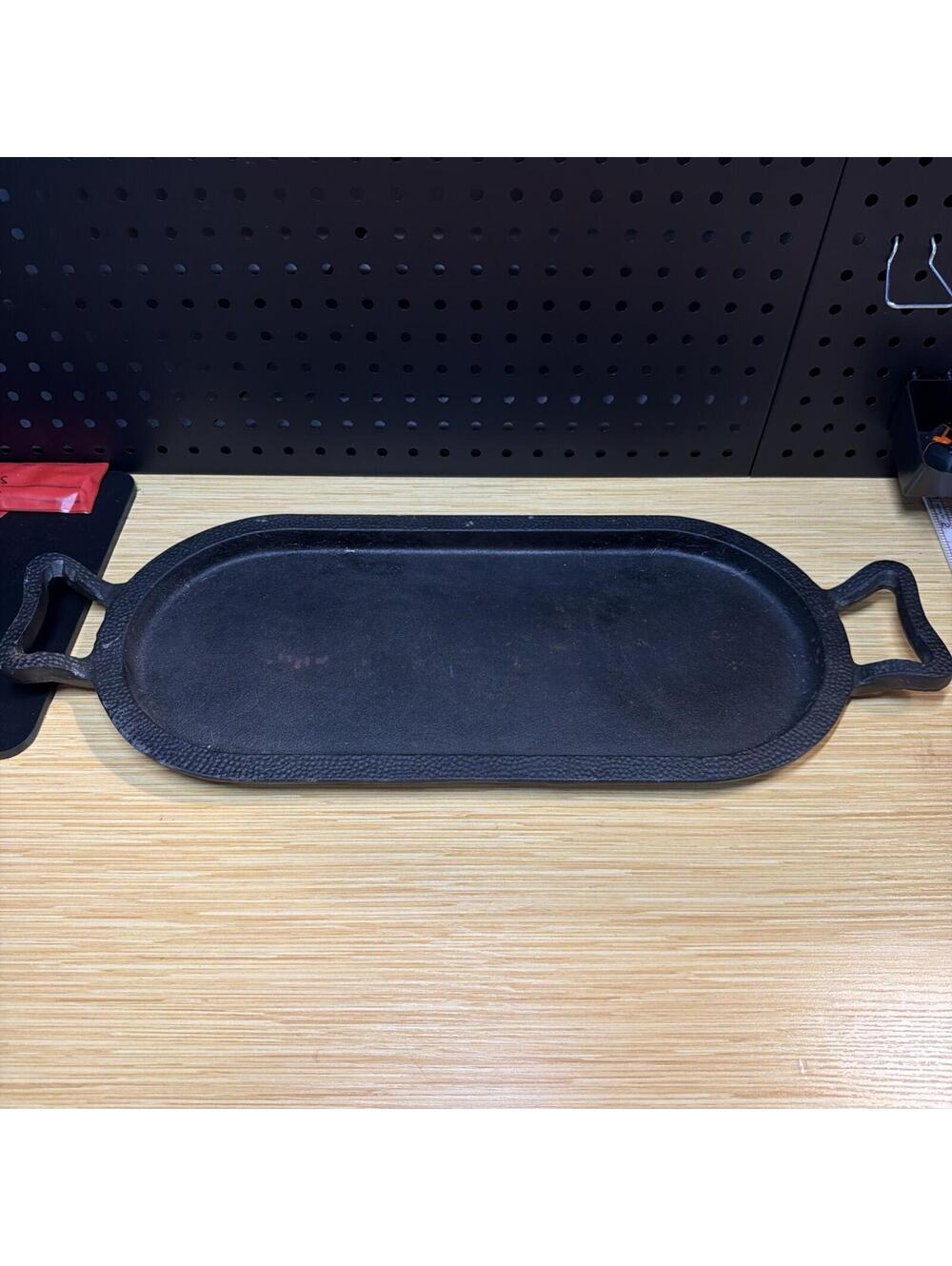 Vintage Paula Deen Hammered Cast Iron Oval Grill Pan Griddle 19.5” *